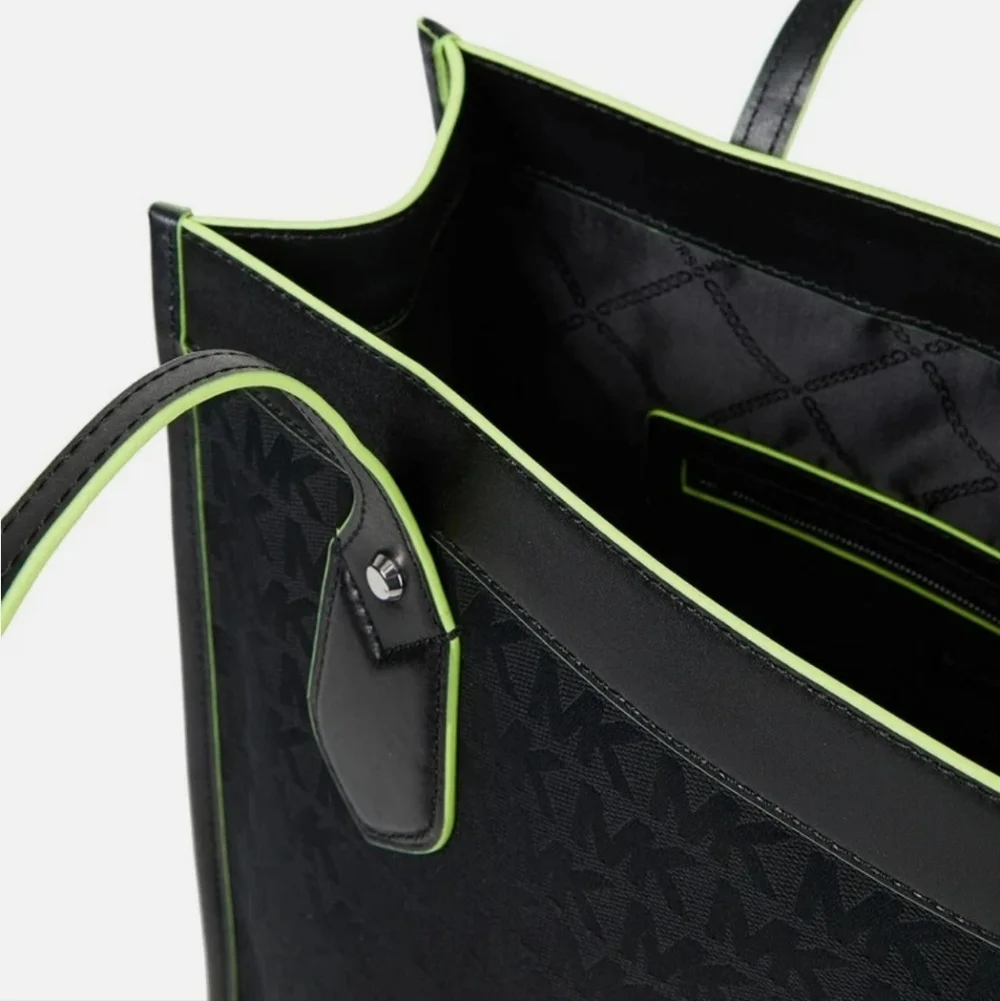 Michael Kors | Bay Large Woven Canvas Tote Bag | Shoulder Bag | Neon | Womens - Picture 9 of 12